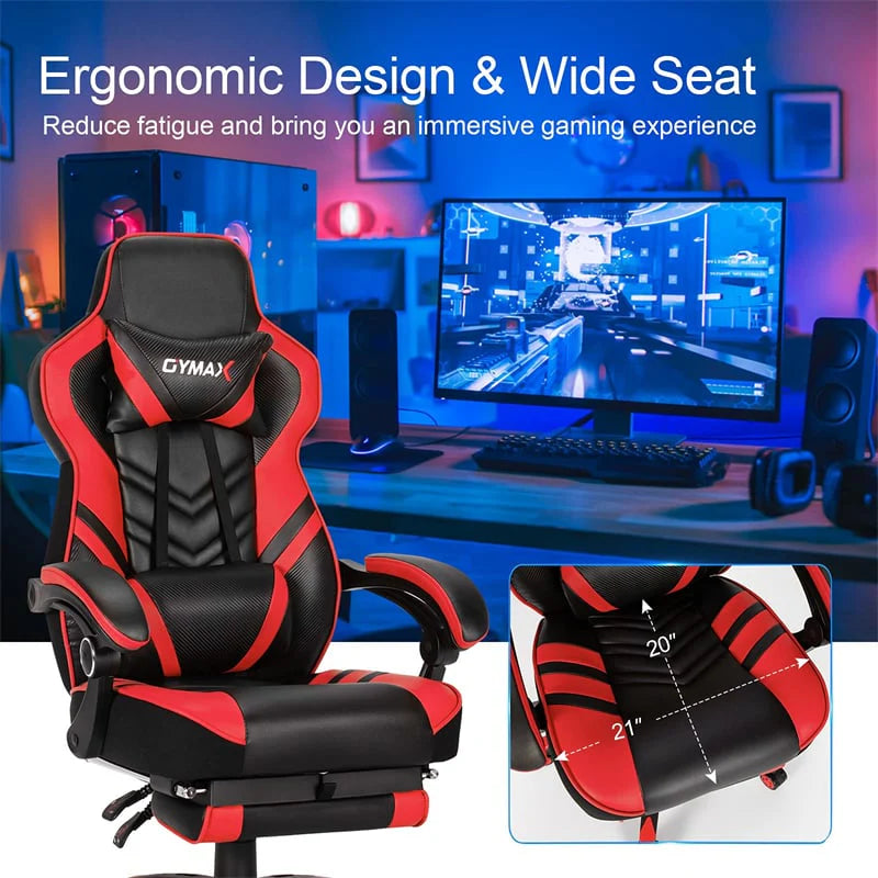 Ergonomic Gaming Chair Recliner with Footrest. Linkage Armrests & Lumbar Support. Big Wide High Back Swivel Video Gaming Office Computer Chair