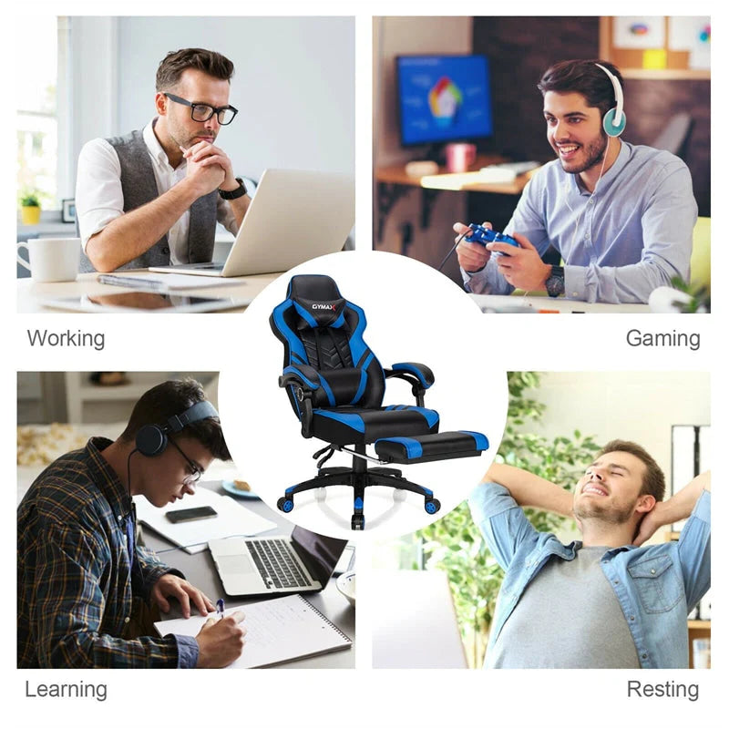 Ergonomic Gaming Chair Recliner with Footrest. Linkage Armrests & Lumbar Support. Big Wide High Back Swivel Video Gaming Office Computer Chair