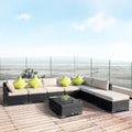 Sebeka Wicker 7 - Person Garden Lounge Set with Cushions