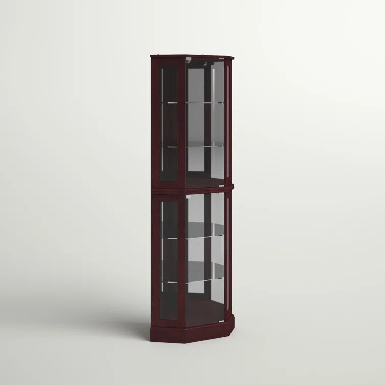 Schmidt Wood/Glass Lighted Corner Curio Cabinet 72 H
