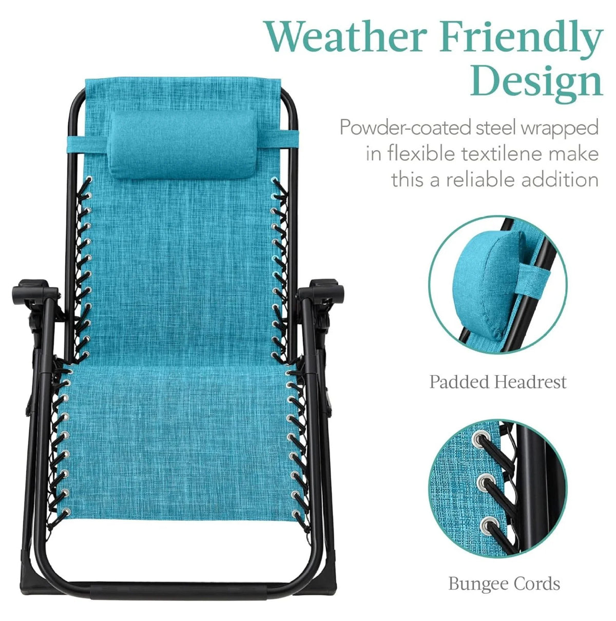 Oversized Chair. Folding Outdoor Patio Recliner. XL Anti Gravity Lounger W/Removable Cushion. Cup Holder. Side Tray. 350 lb Capacity - Taupe