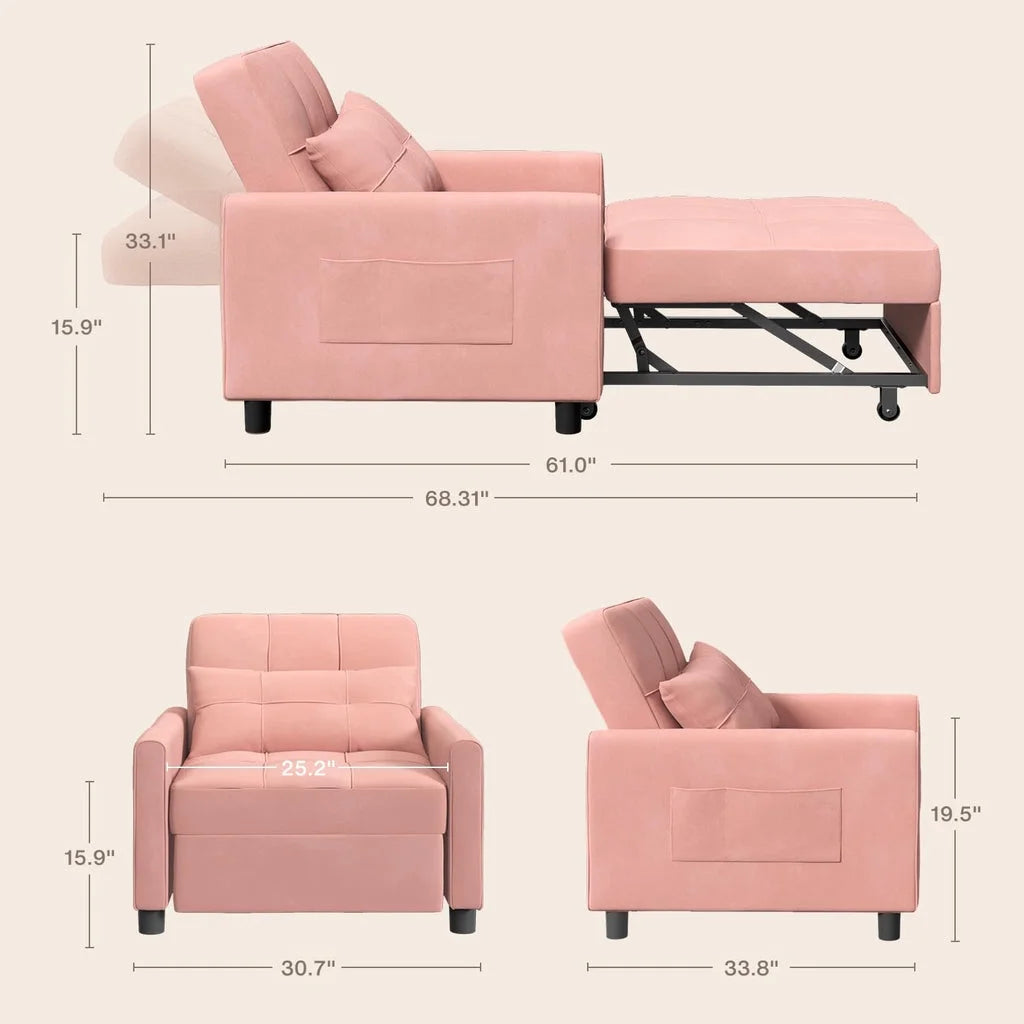 Convertible Sleeper Chair. Aiho 3 - in - 1 Convertible Sofa Bed Recliner Chair with Pull Out Couch - Dark Gray