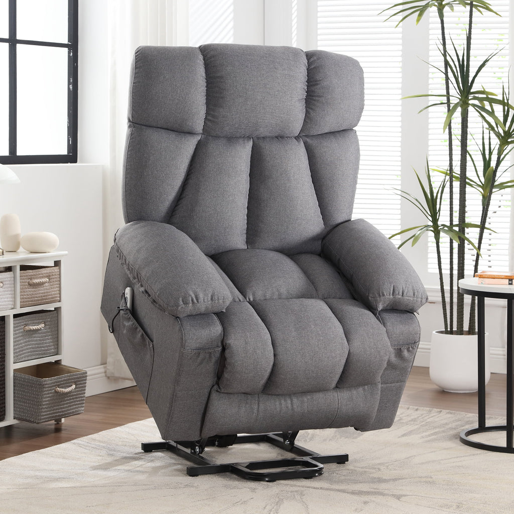 JONPONY Power Lift Recliner Chair Recliners for Elderly with Heat and Massage Recliner Chair for Living Room with Infinite Position and Side Pocket. USB Charge Port. Brown