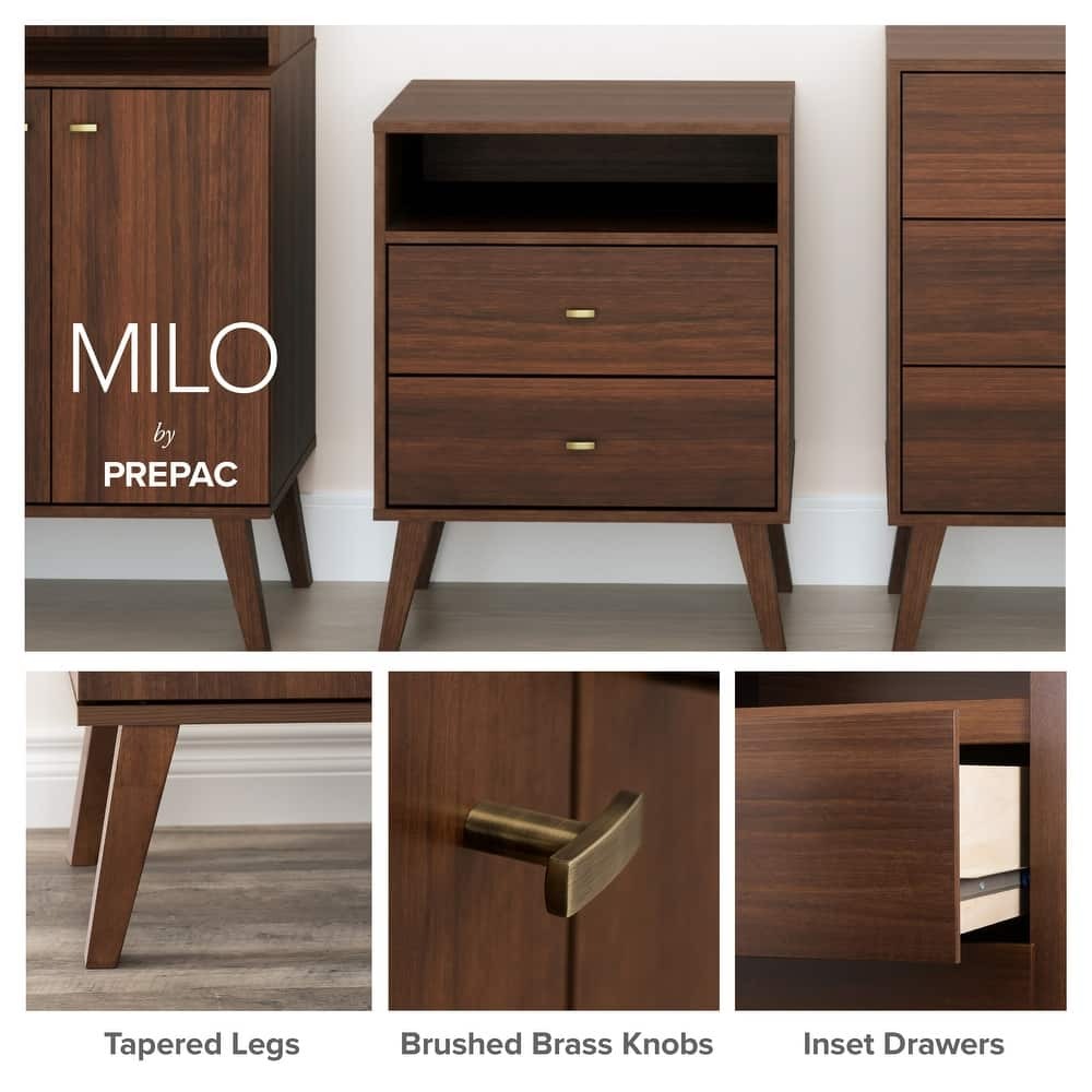 Prepac Milo Mid-Century Modern 4 Drawer Chest of Drawers. Contemporary Bedroom Furniture. Small Dresser for Bedroom