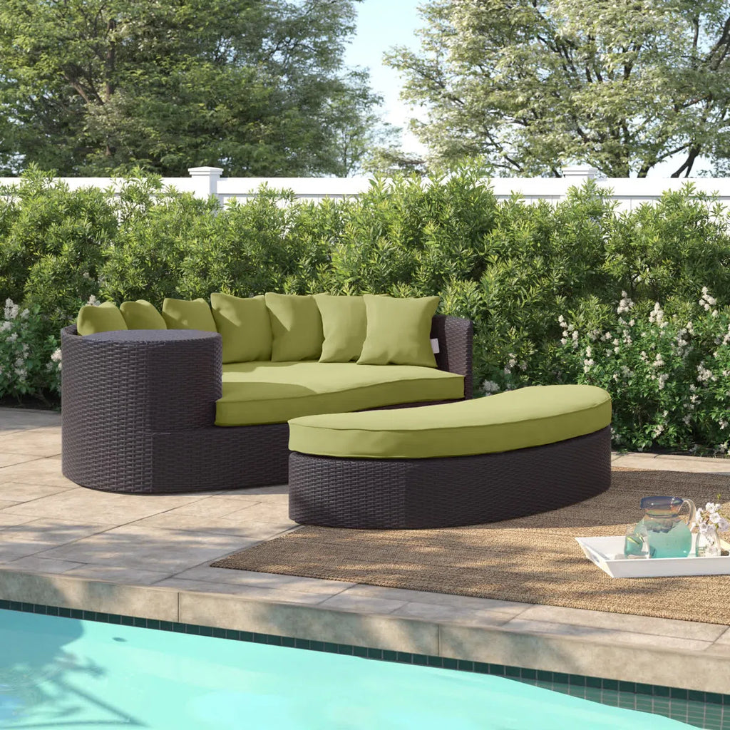Zehra 79 Wide Outdoor Wicker Patio Daybed with Cushions