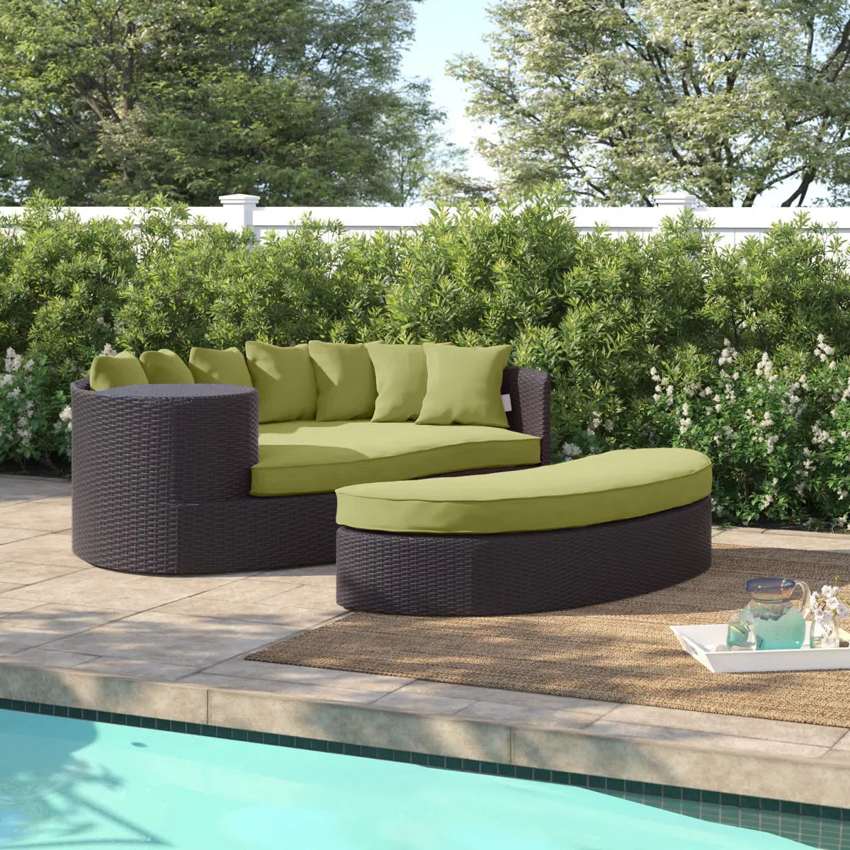 Zehra 79 Wide Outdoor Wicker Patio Daybed with Cushions