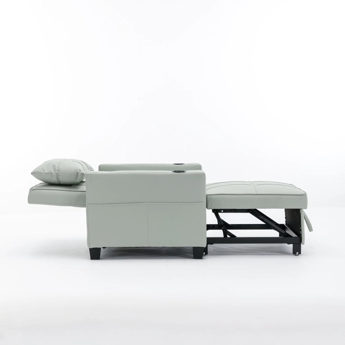 Convertible Futon Sofa Bed. 3 - in - 1 Multi - Functional Sleeper Chair Bed with USB Ports. Adjustable Backrest Recliner. for Living Room Bedroom Small Space. Tech Cloth. Dark Grey