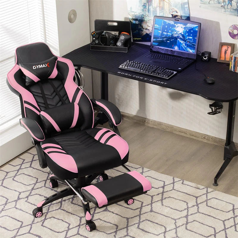 Ergonomic Gaming Chair Recliner with Footrest. Linkage Armrests & Lumbar Support. Big Wide High Back Swivel Video Gaming Office Computer Chair