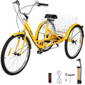26-Inch 7-Speed Adult Tricycle with Front Basket &amp; Shopping Rack