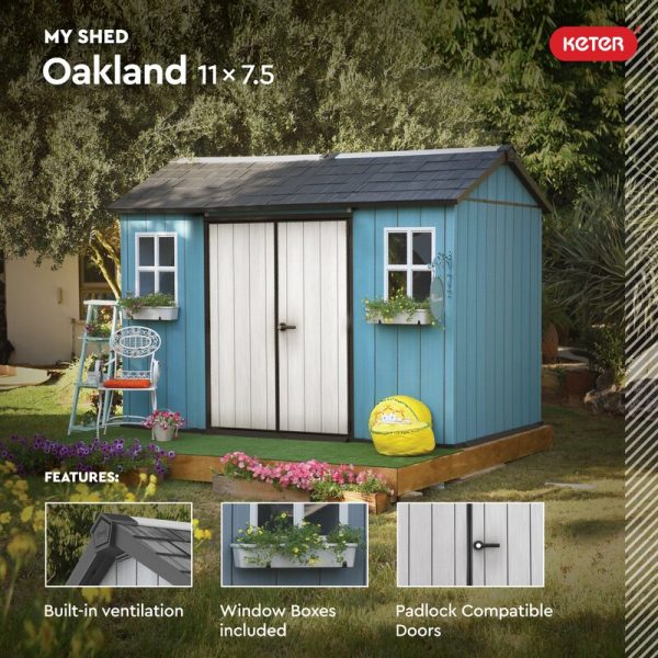 11 ft. W x 7.5 ft. D Plastic Storage Shed