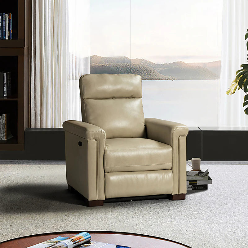 Lea 36.02 Wide Genuine Leather Power Recliner