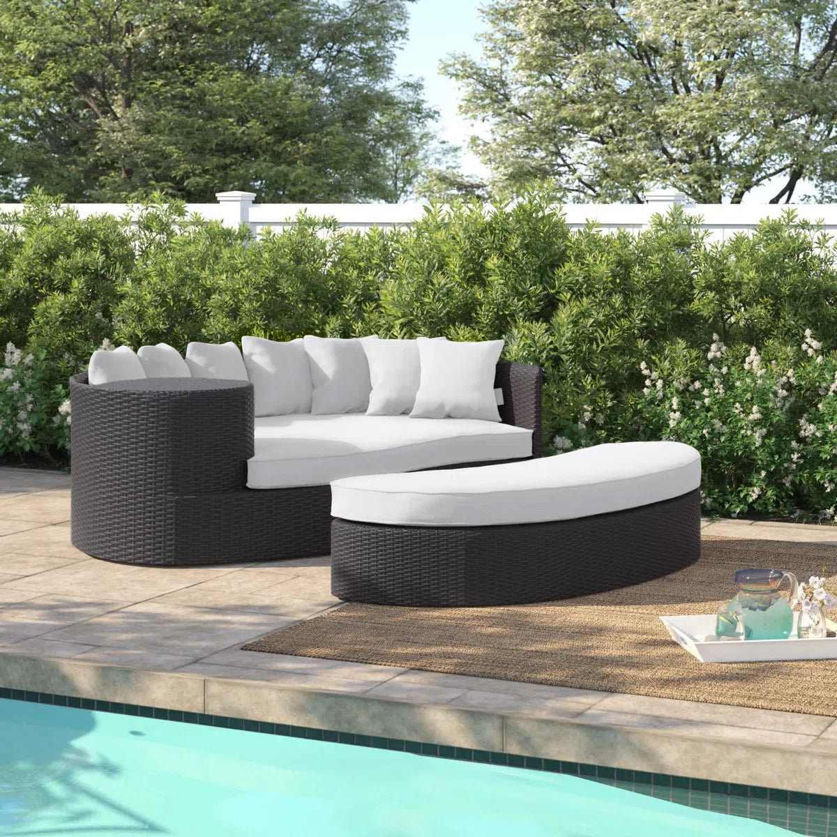 Zehra 79 Wide Outdoor Wicker Patio Daybed with Cushions