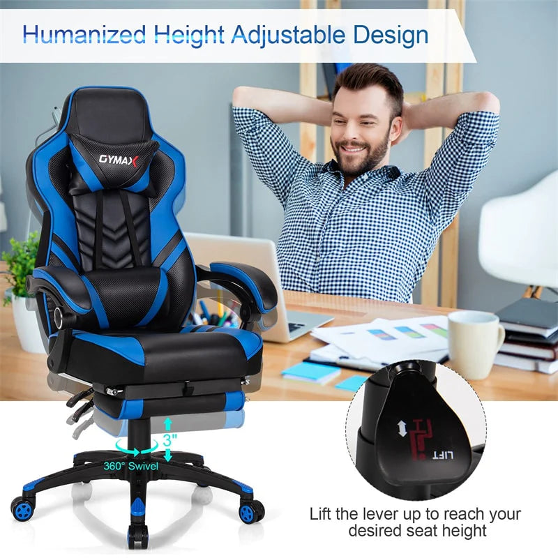 Ergonomic Gaming Chair Recliner with Footrest. Linkage Armrests & Lumbar Support. Big Wide High Back Swivel Video Gaming Office Computer Chair