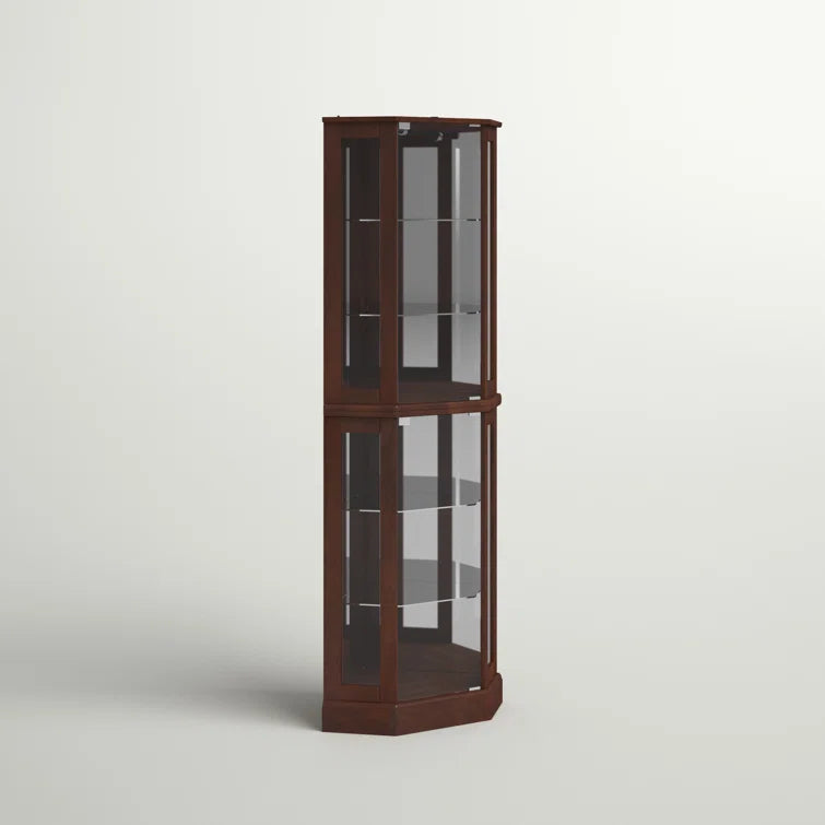 Schmidt Wood/Glass Lighted Corner Curio Cabinet 72 H