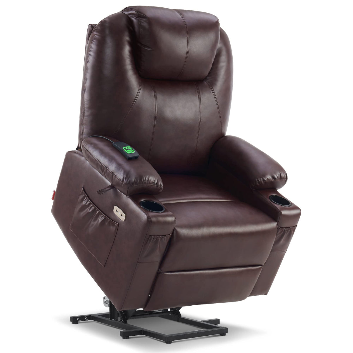 💥Clearance Sale🔥 MCombo Large Lay Flat Dual Motor Power Lift Recliner Chair Sofa with Massage and Heat. USB Ports. Cup Holders. Extended Footrest！