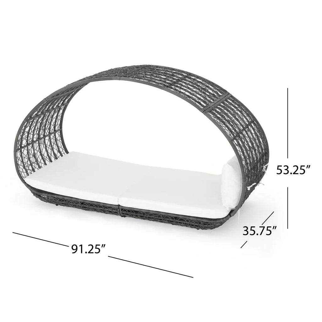 Lavina 91.26'' Aluminium.Wicker Outdoor Patio Daybed