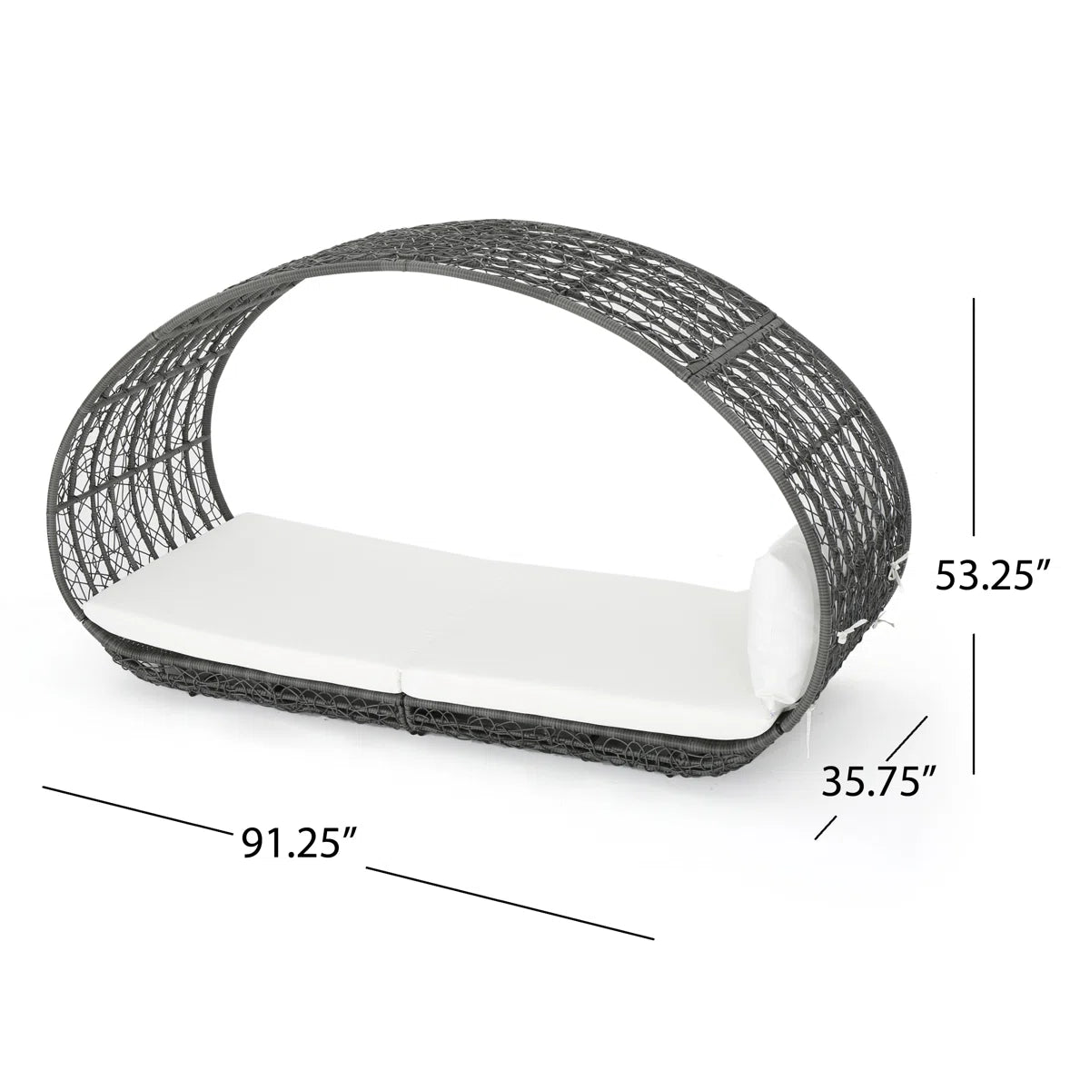 Lavina 91.26'' Aluminium.Wicker Outdoor Patio Daybed