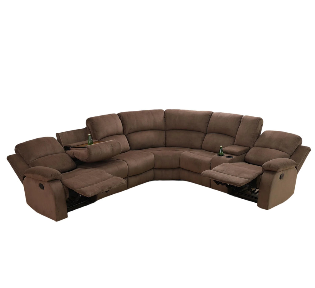 Aukfa 3 - Piece Recliner Sofa Set. 6 Seat Sectional Couch with Cup Holders&Storage Console. Gray