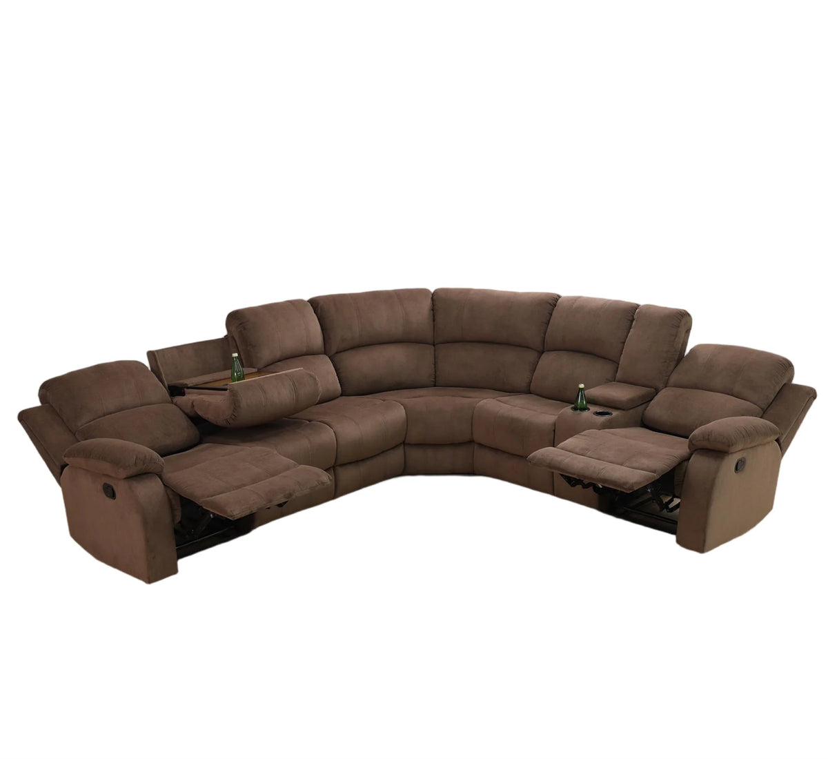 Aukfa 3 - Piece Recliner Sofa Set. 6 Seat Sectional Couch with Cup Holders&Storage Console. Gray