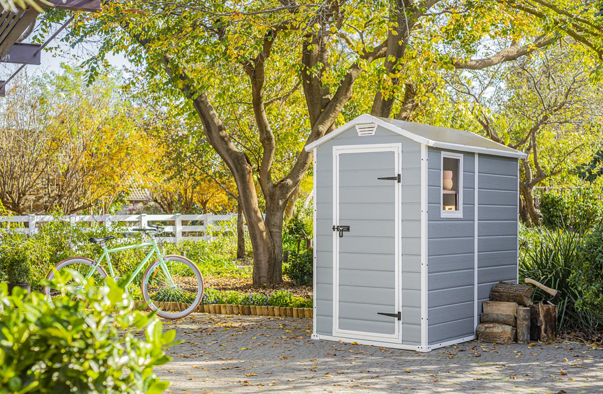 Manor 4 ft. W x 6 ft. D Plastic Vertical Storage Shed
