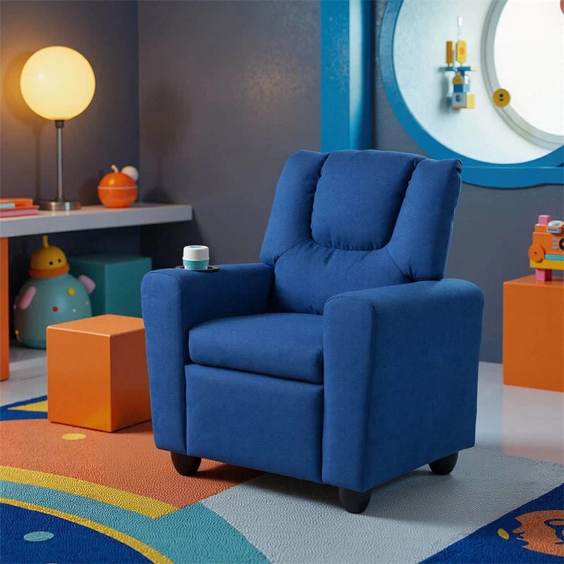 Kids Recliner Chair with Cup Holder & Side Pocket. Adjustable Toddler Lounge Sofa. Ergonomic Children Armchairs for Boys Girls Age 3+. 150lbs