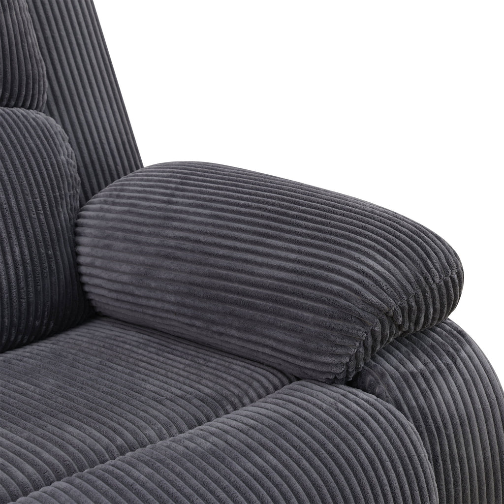 Aukfa 3 - Piece Recliner Sofa Set. 6 Seat Sectional Couch with Cup Holders&Storage Console. Gray