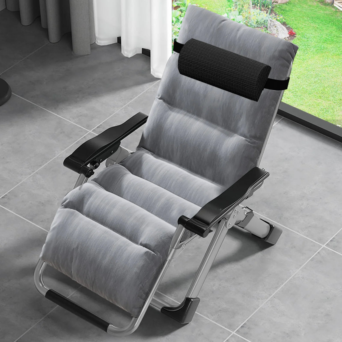 NAIZEA Outdoor Zero Gravity Chair Camping Recliner Lawn Recliner. Reclining Patio Lounger Chair. Folding Portable Chaise with Detachable Soft Cushion. Cup Holder. Headrest