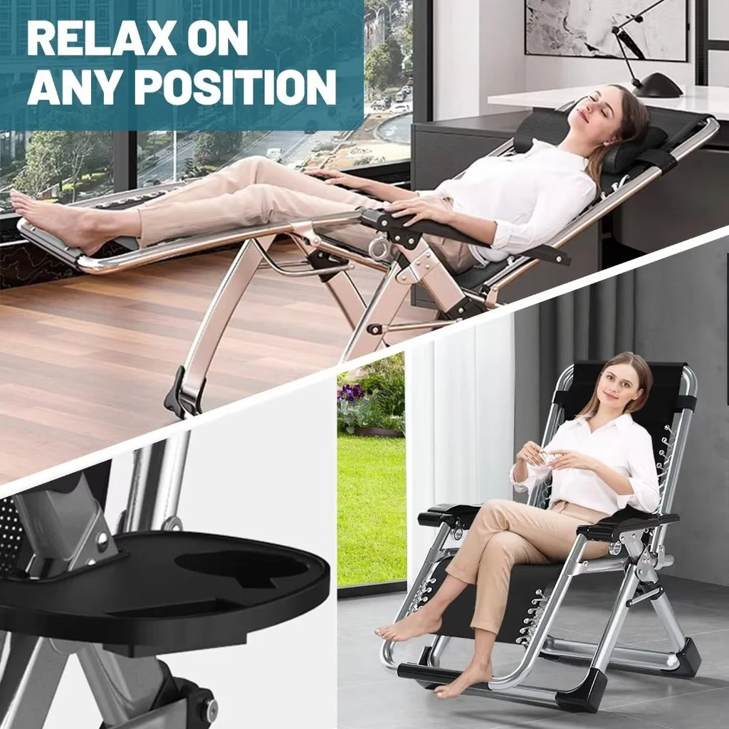 NAIZEA 2 Pack Zero Gravity Chair. Foldable Portable Lawn Recliner with Cushion. Headrest. Cup Holder. Black