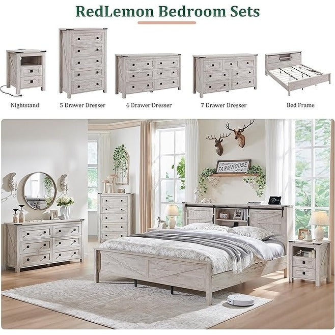 Farmhouse 6 Drawer Dresser. Wood TV Stand. Chest of Drawers