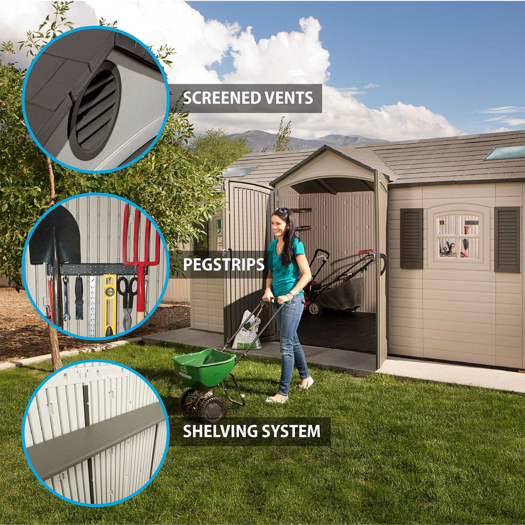 Dual Entry 15 ft. W x 8 ft. D Plastic Storage Shed