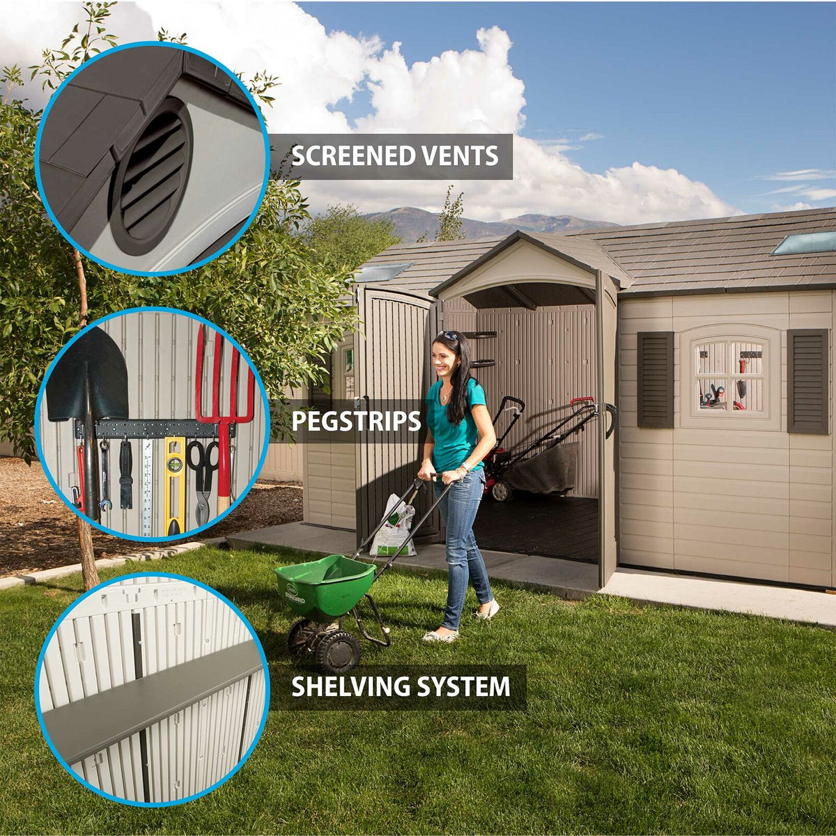 Dual Entry 15 ft. W x 8 ft. D Plastic Storage Shed