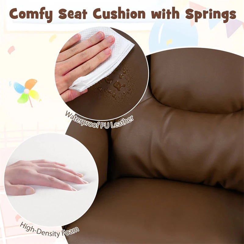 Kids Recliner Chair with Cup Holder & Side Pocket. Adjustable Toddler Lounge Sofa. Ergonomic Children Armchairs for Boys Girls Age 3+. 150lbs