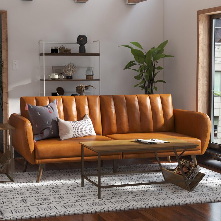 Brittany 81.5'' Vegan Leather Convertible Sofa