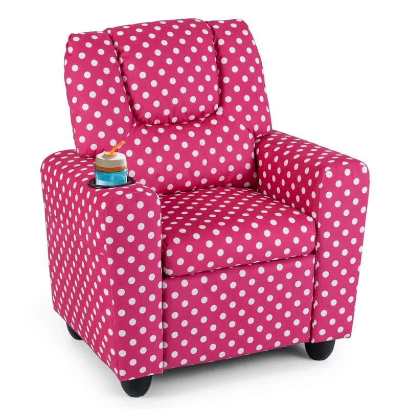 Kids Recliner Chair with Cup Holder & Side Pocket. Adjustable Toddler Lounge Sofa. Ergonomic Children Armchairs for Boys Girls Age 3+. 150lbs