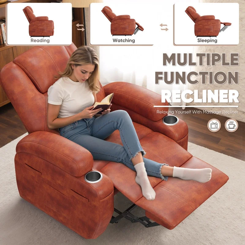 Lacoo Power Lift Electric Massage Recliner Chair Oversized Single Sofa with Cup Holder for Elderly. Black