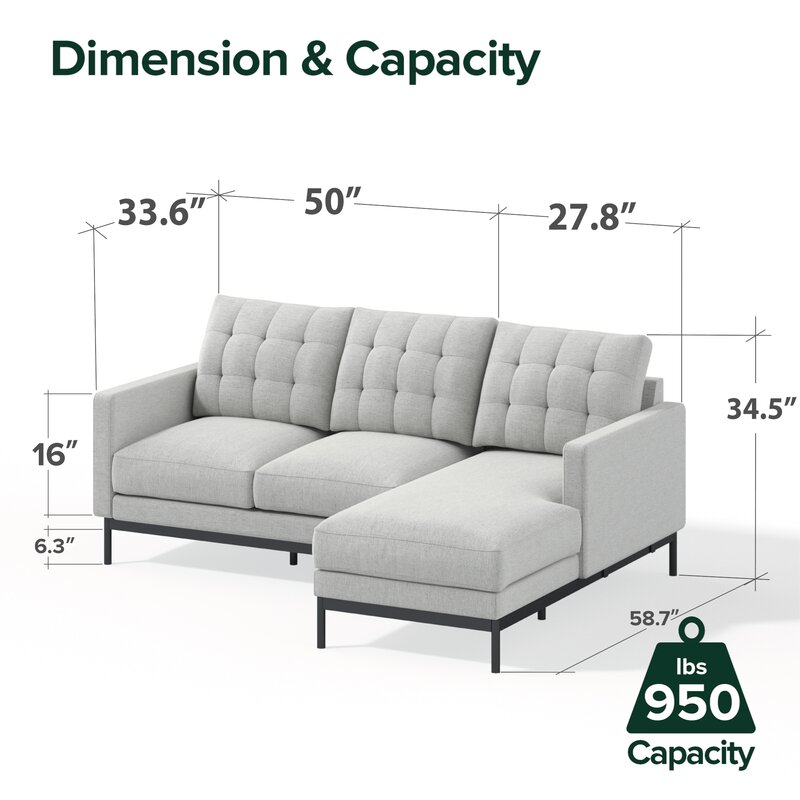 Thompson 77.6′′ Wide Reversible Modular Sofa & Chaise