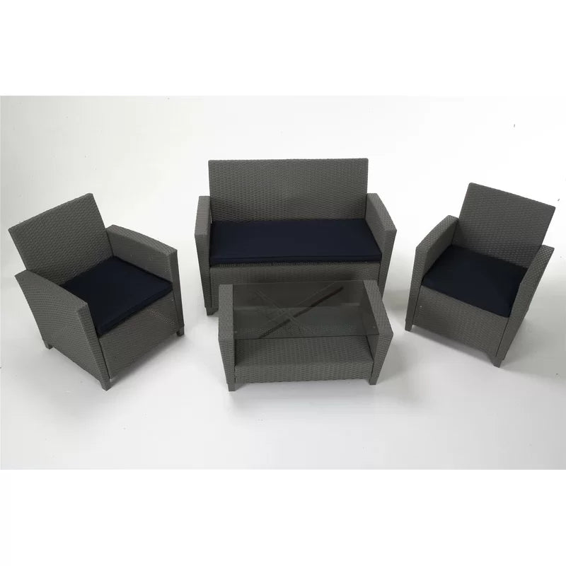 Wicker 4 - Person Garden Lounge Set with Cushions