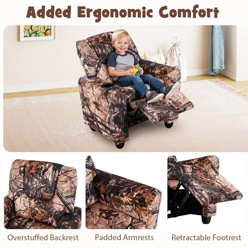 Kids Recliner Chair with Cup Holder & Side Pocket. Adjustable Toddler Lounge Sofa. Ergonomic Children Armchairs for Boys Girls Age 3+. 150lbs