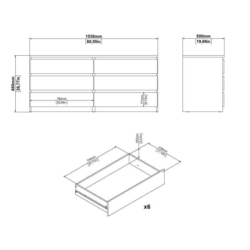 Kepner 6 Drawer 60.5 W Double Dresser