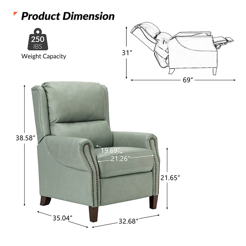 Rosaura 32.68 Wide Genuine Leather Manual Recliner