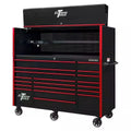 EXTREME TOOLS 72 RX SERIES 19-DRAWER 30 DEEP ROLLER CABINET W/HUTCH - BLACK W/RED DRAWER PULLS
