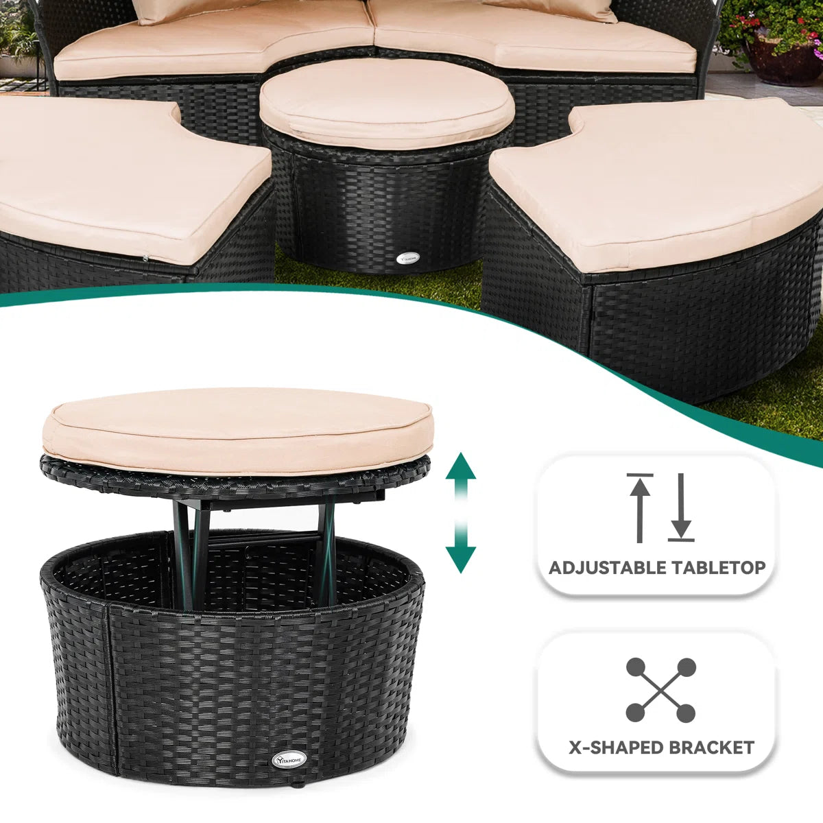 Antashia 70'' Wide Outdoor Patio Daybed with Cushions
