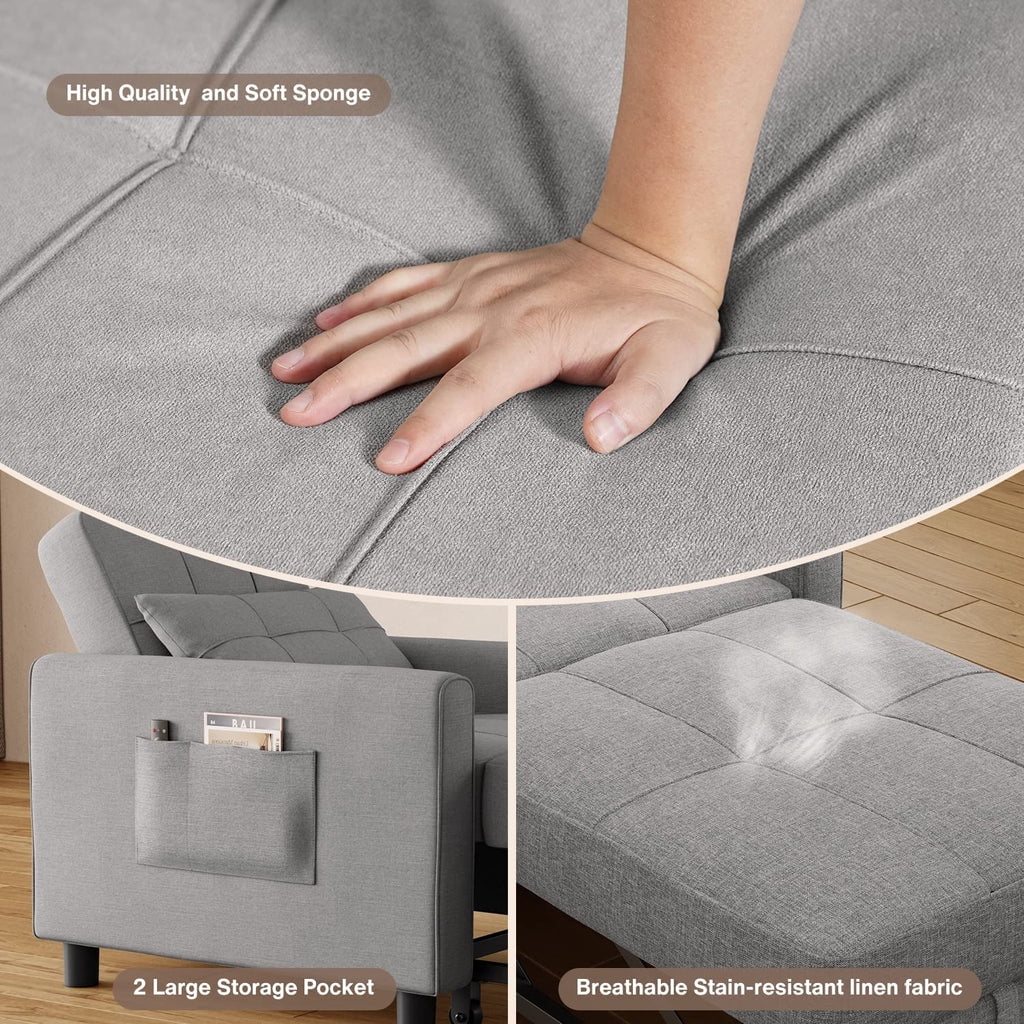 Convertible Sleeper Chair. Aiho 3 - in - 1 Convertible Sofa Bed Recliner Chair with Pull Out Couch - Dark Gray