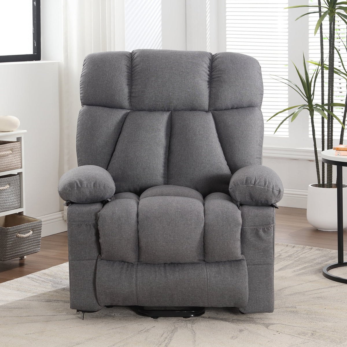 JONPONY Power Lift Recliner Chair Recliners for Elderly with Heat and Massage Recliner Chair for Living Room with Infinite Position and Side Pocket. USB Charge Port. Brown