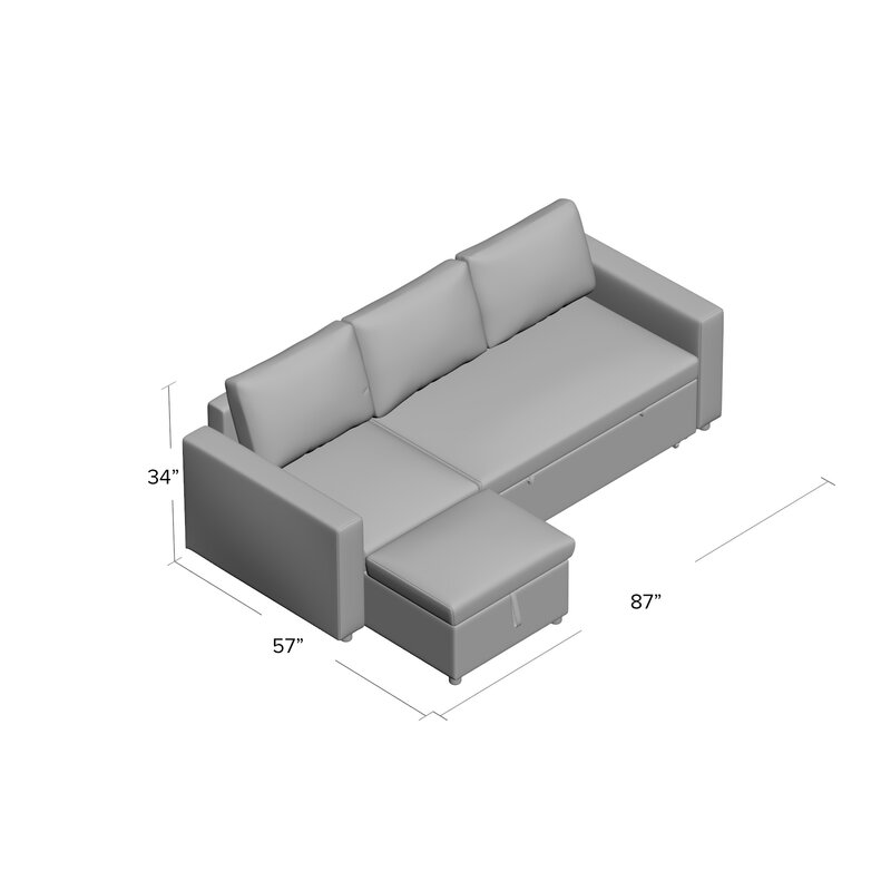 Vernita 87′′ Wide Linen Reversible Sleeper Sofa & Chaise