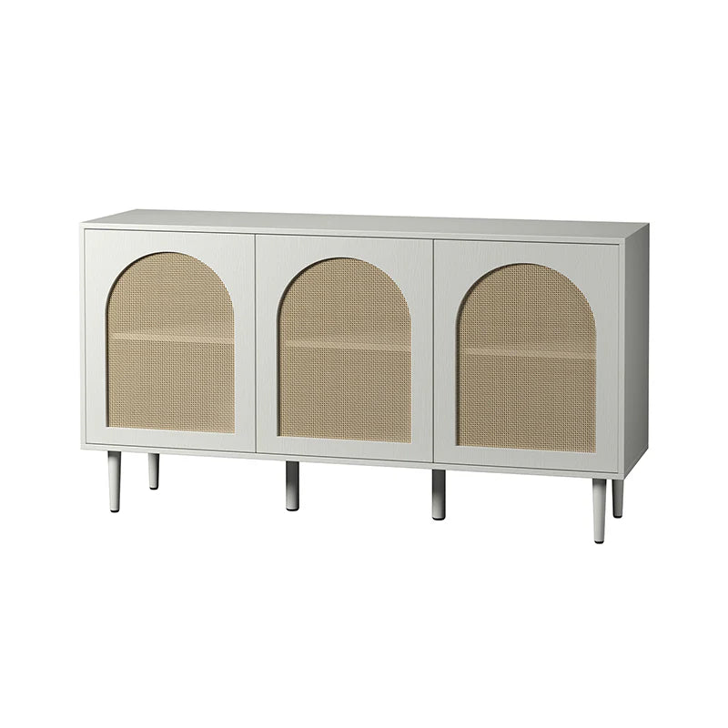 Posey 56 Wide Wood and Rattan Kacie Modern Sideboard