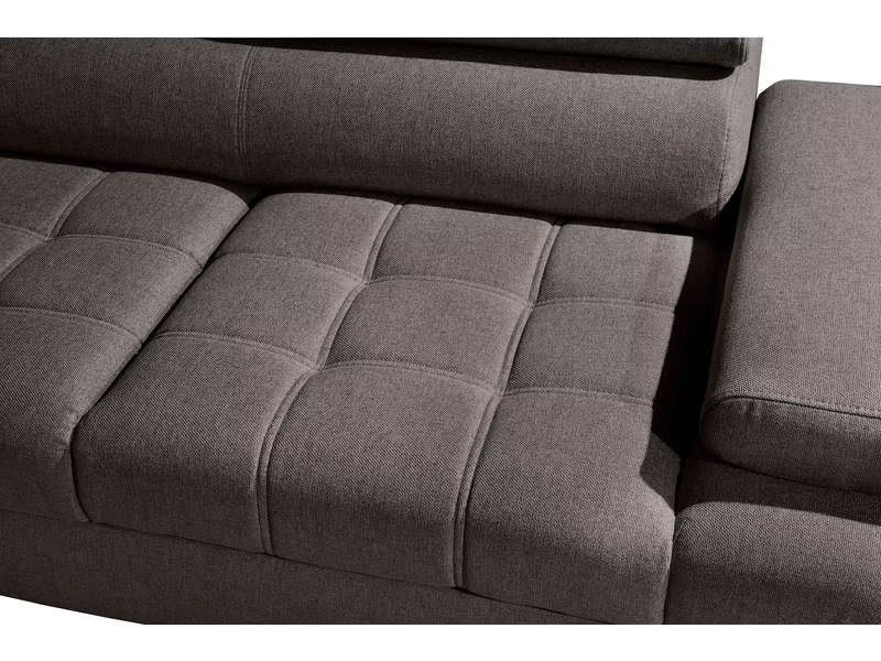 Canapé d'angle gauche/droite convertible SELVA 4 pl Tissu taupe Coffre de rangement