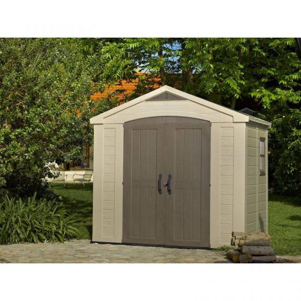 8 feet wide x 6 feet deep plastic storage shed