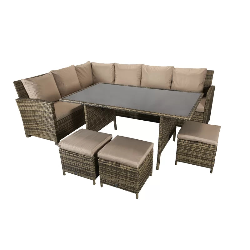 Camila Wicker 9 - Person Garden Lounge Set with Cushions