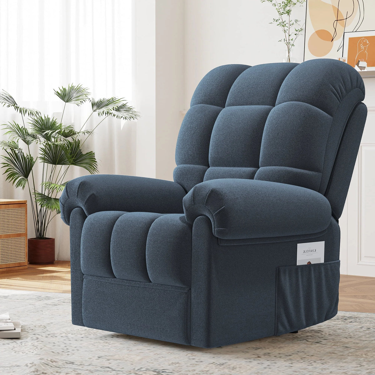 Power Recliner Chair. Electric Recline Sofa Chair for Adults with USB Port. Comfy Teddy Fleece Adjustable Cloud Sofa. Tool - Free Setup. Beige White